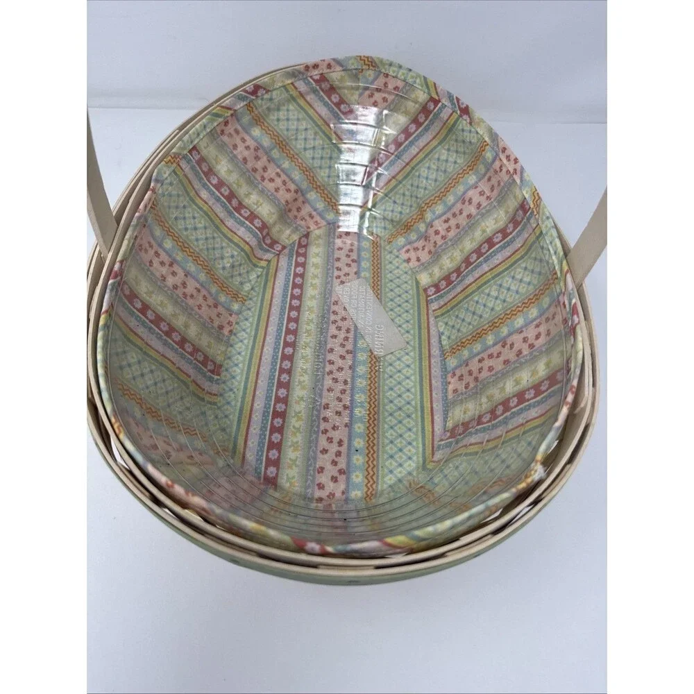 Longaberger 2009 Large Easter Egg Shape Whitewash Basket Liner & Protector Tie